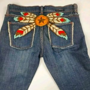 Western style stitched jeans